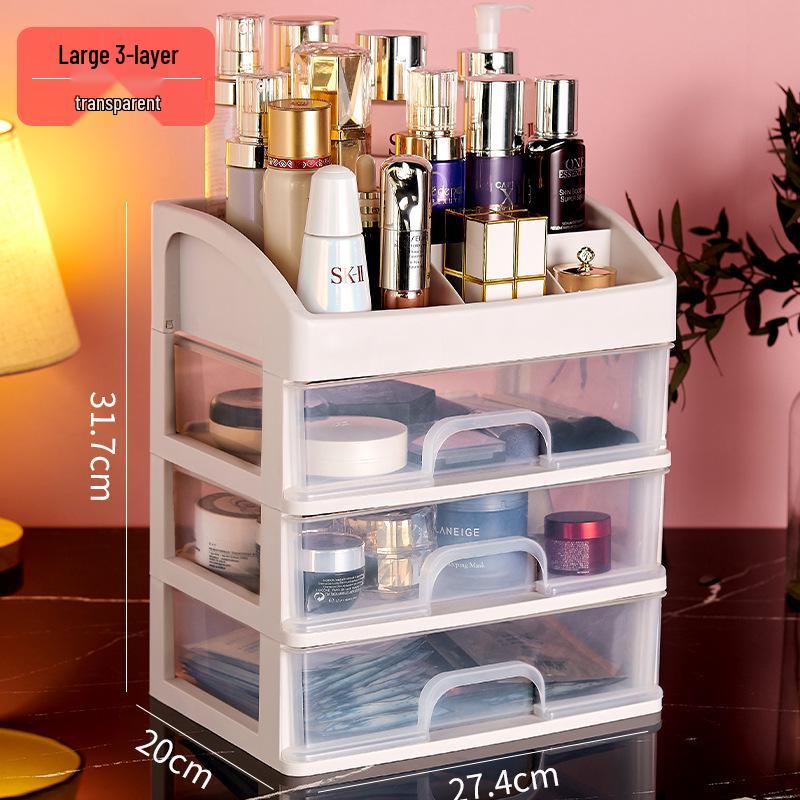 Large Capacity Desktop Cosmetic Storage Box with Drawers for Skincare and Lipstick