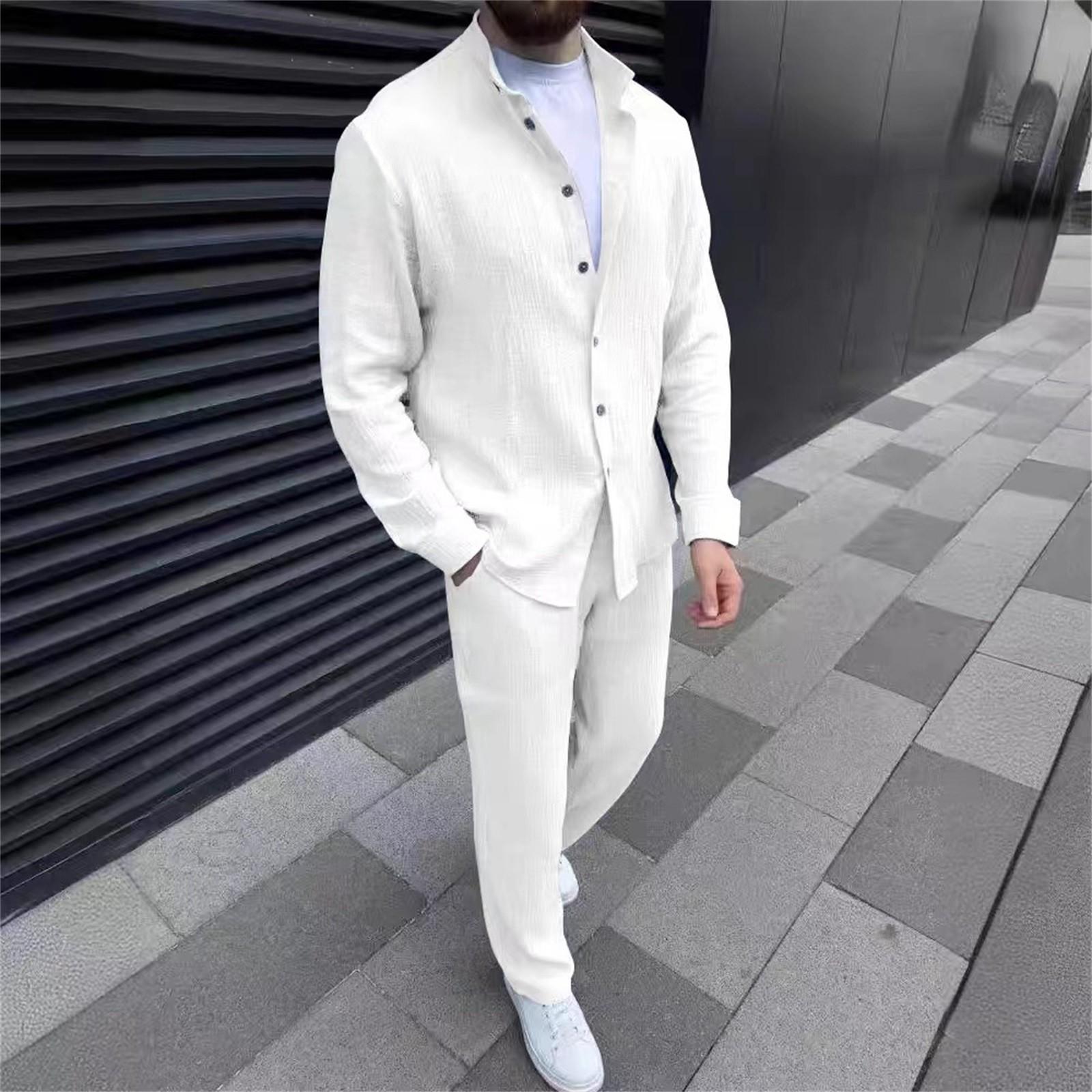 

Мужской костюм, тонкий костюм-двойка, деловая вечеринка, пальто и брюки S белый