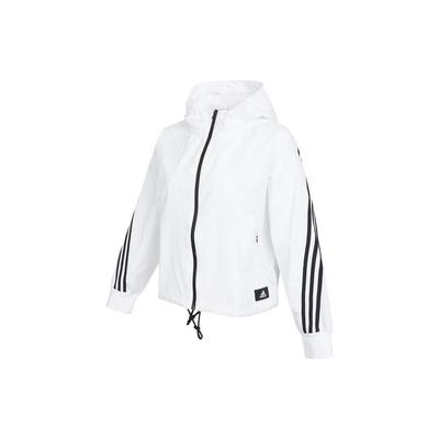 Giacca Tessuta con Cappuccio Color Block con Logo a Righe Autunno Giacche da Donna Bianco HE4177