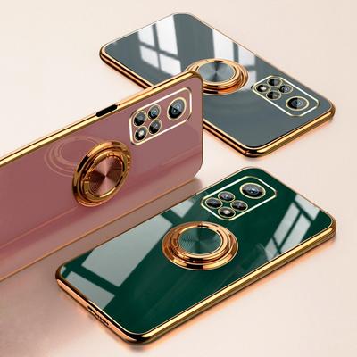 Pokovovanie silikónové puzdro pre Xiaomi Mi 10T Pro 11 Redmi Note 10 Pro Max 10S 10Pro Note10 S Soft Frame Shell Kryty s držiakom na krúžok