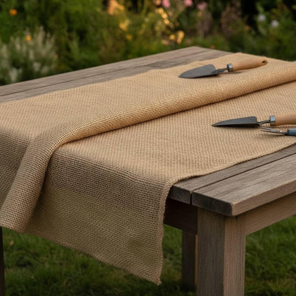 Natural Jute Burlap Plant Cover with Locking Edge Breathable