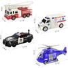 TEMI 4 Pack Emergency Vehicles for Kids, Helicopter, Police Car, Fire Truck, Ambulance Friction Powered Toys for Toddlers, Gifts for Age 3-12