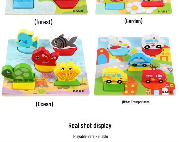 Wooden 3D Animal Puzzle Board - Early Education Toy for Preschoolers