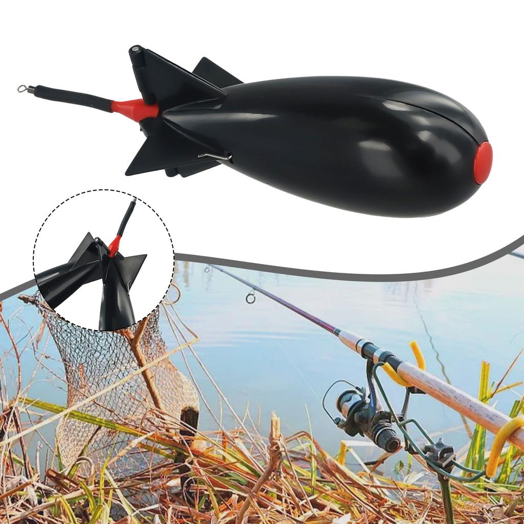 Fishing Rocket Feeder Carp Fishing Rocket Feeder Spod Bomb Float Lure Bait Holder Pellet Rocket Feeder Black Fishing Accessory