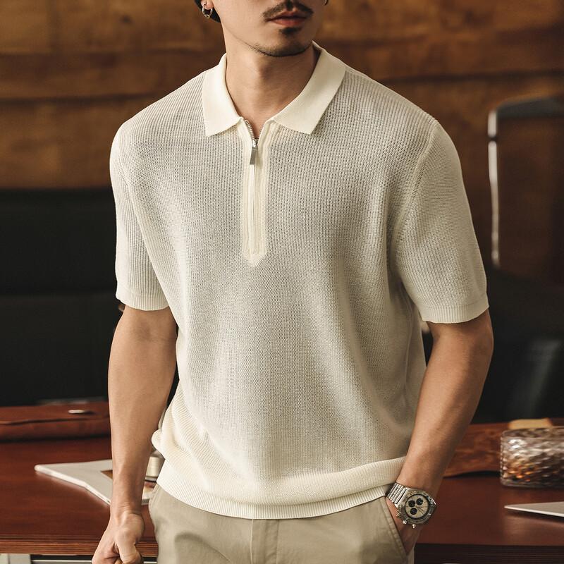 Jereno Men s Lyocell Linen Half-Zip Knit Polo Shirt XL
