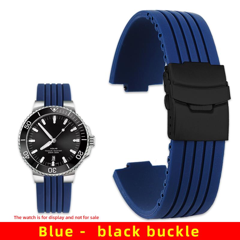 22x11mm 24x12mm vypouklý konec Silikonový řemínek k hodinkám Pro Oris Aquis 7330 7740 Řemínek k hodinkám Potápěčský měkký gumový Pánský náramek