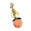 Cute Peach Shaped Keychain Alloy Resin Key Ring Accessory Decorative Bag Hanging Decoration Gift for Women Girls