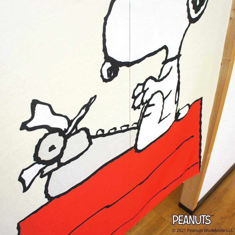 Noren Kobo Noren Snoopy PEANUTS SNOOPY Width 85cm X Length Typewriter 93867 Curtain, Print, Half-Length Curtain, 150cm, Pattern,
