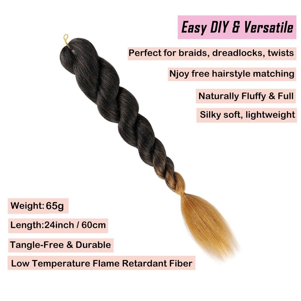 Buntes Ombre Jumbo Flecht Haar Niedrigtemperatur Flammhemmend Synthetisches Haar Großpackung Verwicklungsfrei Häkel Twist Zöpfe Haarverlängerungen