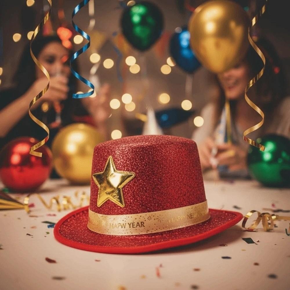 Felt Magician Cap Wide Brim Suit Top Hat Elegant Shiny Jazz Hat  New Year