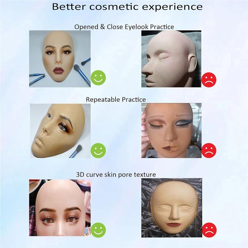 Practice Board For Eye Makeup, For Eyeliner& For Eyeshadow Simulation- Silicone Makeup Mannequin Face