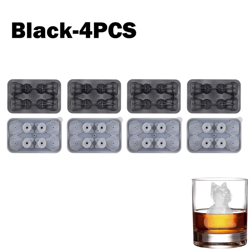 1/2/4PCS Cute 3D Cat Ice Cube Mold Silicone Easy Release BPA Free Ice Block Maker for Kitchen Household Fun Cat Shaped Ice Tray