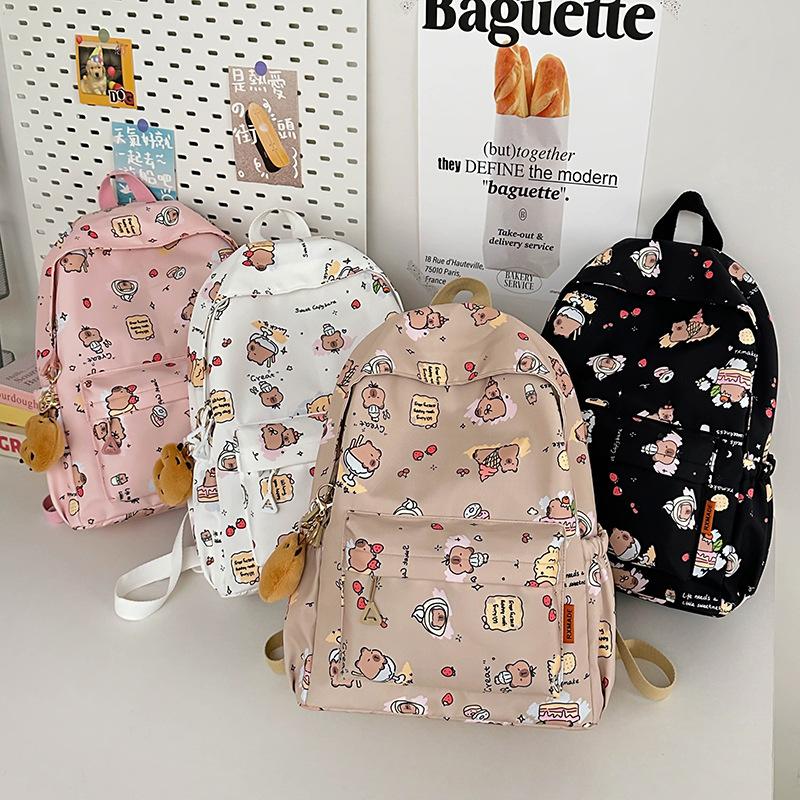 Cute Capybara Printed Backpack ins Versatile Fashion Cartoon Middle School School Bag Women's Large Capacity Backpack