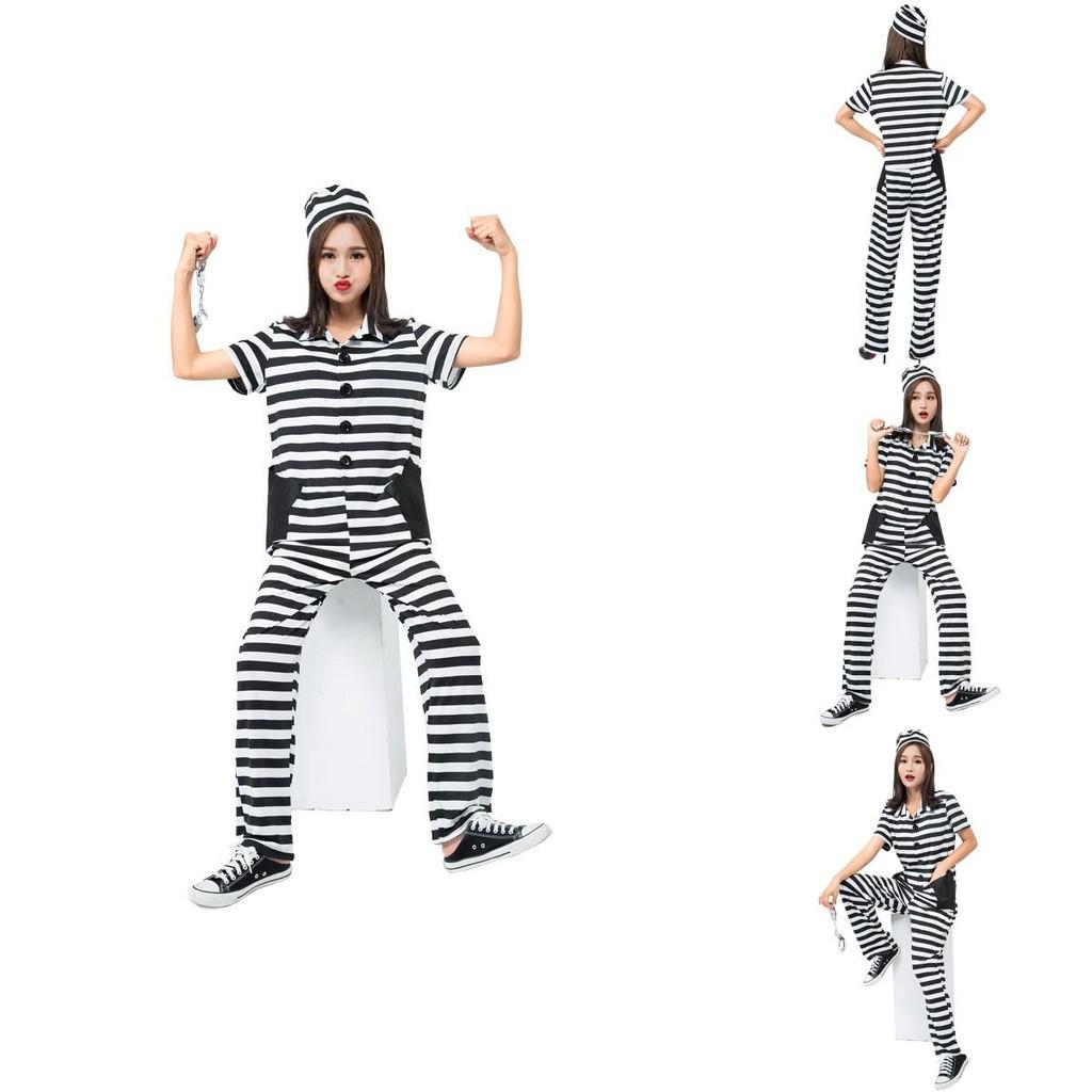 Japanese Anime Striped Prisoner Costume For Cosplay And Stage Performance