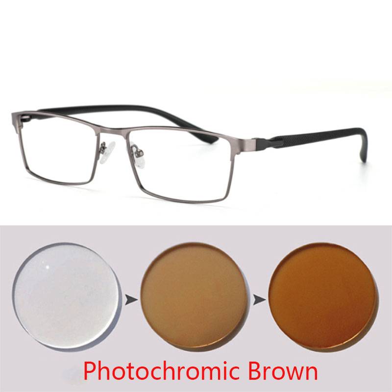 Photochromism Finished Nearsight Myopia Eyeglasses Full Metal Frames Degree Lens Diopters Glasses -1 -1.5 -2 -2.5 -3 -4 To -6