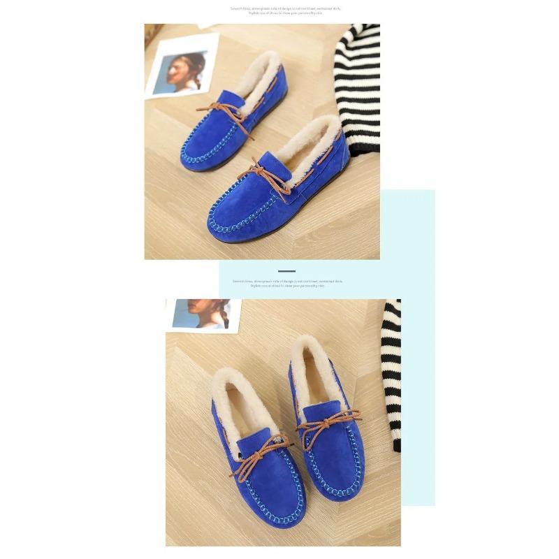 Women's House Slippers Indoor Outdoor Moccasin Fuzzy Fluffy Furry Loafers Suede Leather Warm Shoes