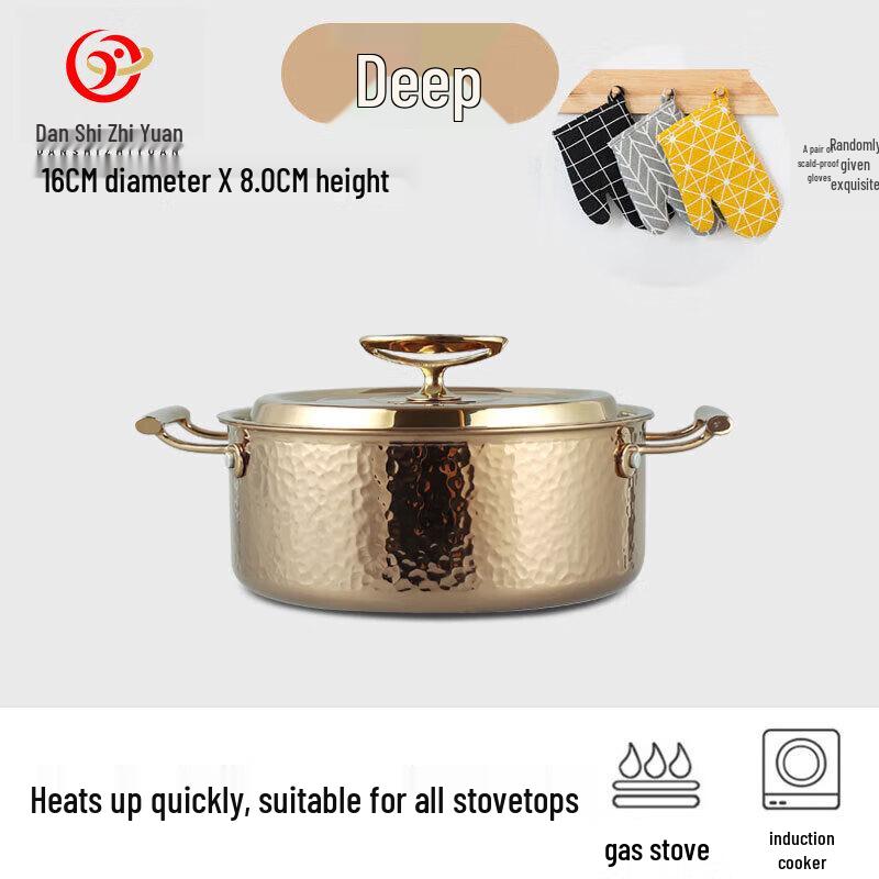 Danshi Zhiyuan 304 Stainless Steel Deep Hammered Double Ear Pot