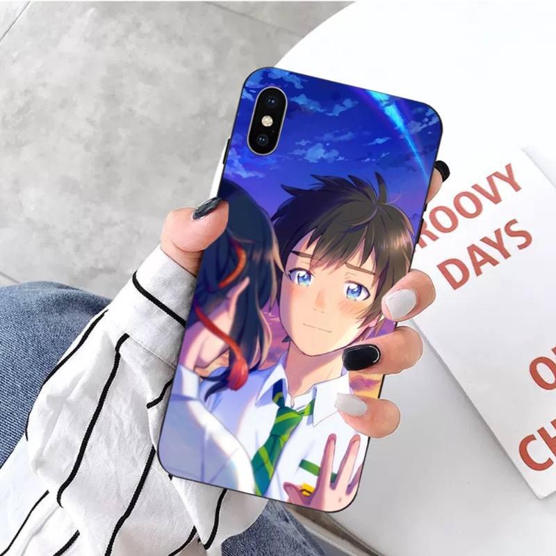 

Ваше имя японский чехол для телефона iPhone 14 13 12 11 XS X 8 7 6 Plus Mini Pro Max SE 2022 мягкий черный чехол для телефона iPhone SE 2020-2022