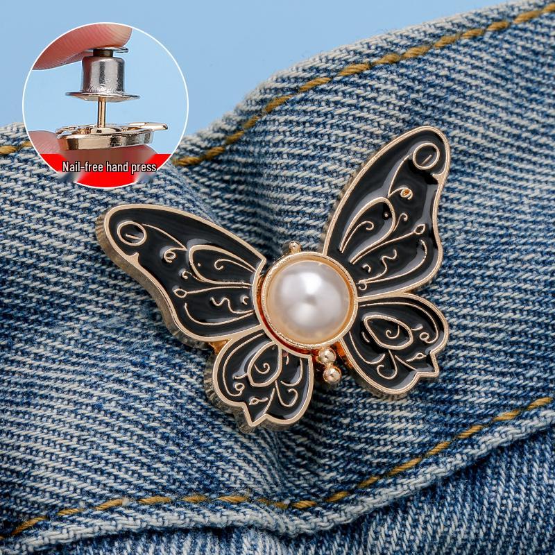 

Adjustable Butterfly Waist-Gathering Jeans Buttons - No-Punching Waist Tightening for Pants That Are Too Big to Alter Smaller