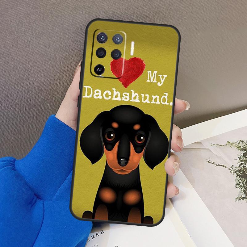 Cartoon Dachshund Sausage Dog Case For OPPO Find X5 X3 Pro A15 A74 A54 A94 A93 A91 A5 A9 A31 A53 2020 A53S A52 A72 Cover