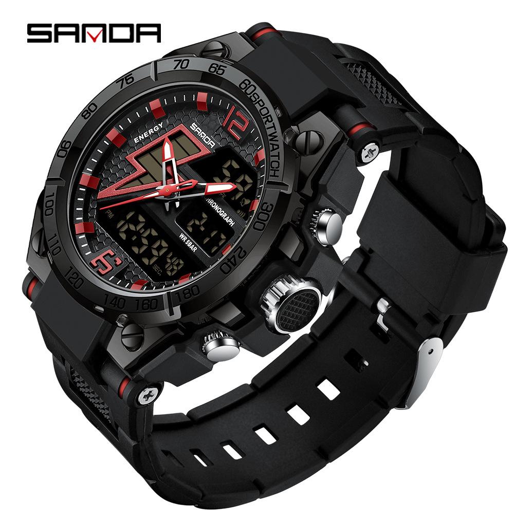 Sanda 6024 Outdoor Sports Shockproof Waterproof Luminous Watch - Unisex Multifunctional Electronic Watch
