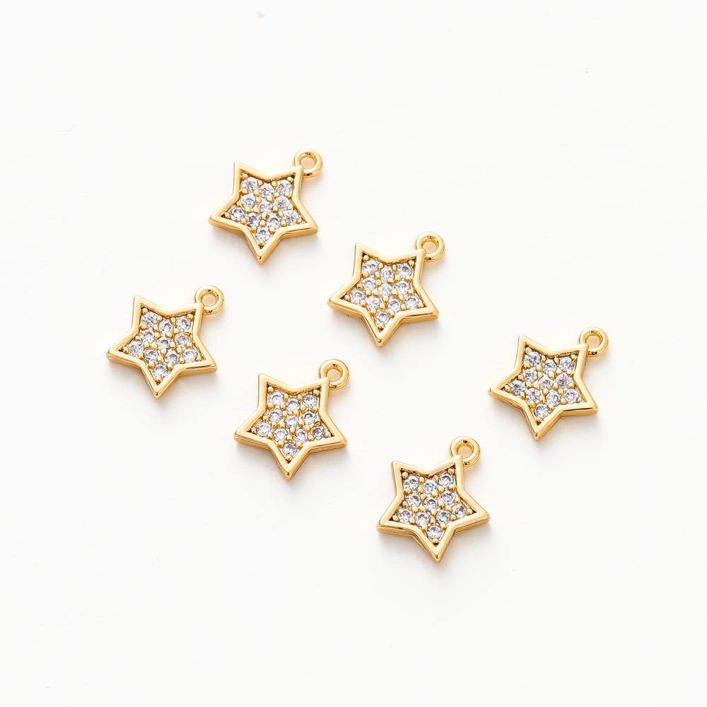 2/6pcs 18K Gold Color Plated Pentagram Star Charms Tail Chain Charms Handmade Earrings Bracelet Necklace DIY Jewelry Accessories