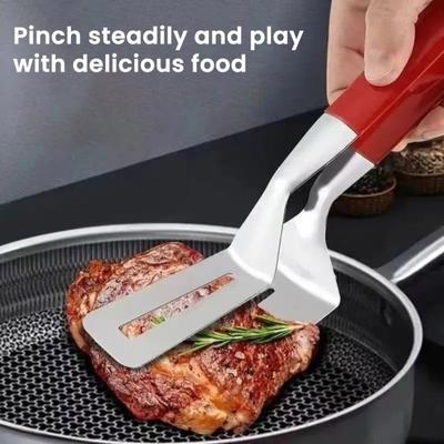 Stainless Steel BBQ Spatula Tongs with Non-Slip Grip Heat-Resistant Grilling Turner for Burgers Fish Pancakes Multi-Purpose Cooking Utensil