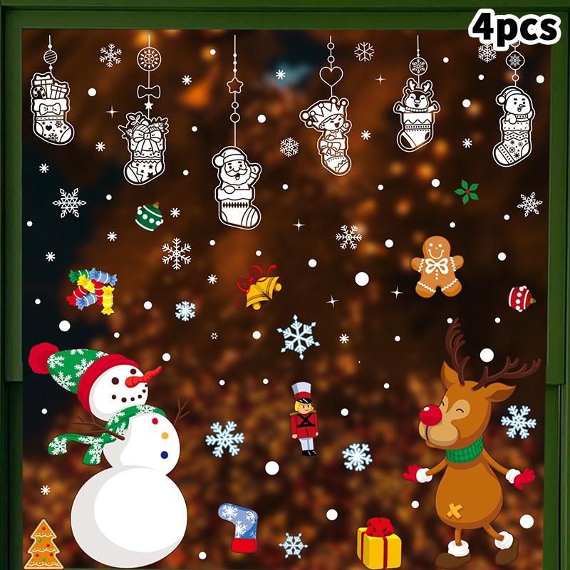 

Новые Рождественские Наклейки на Окна Веселые Рождественские Украшения Для Дома Рождественская Наклейка на Стену Детская Комната Новогоднее Украшение A10