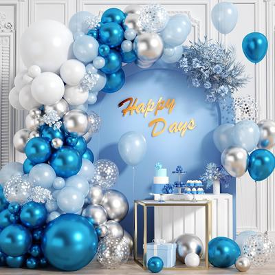 119 pezzi di palloncini blu argento metallizzato kit arco ghirlanda palloncini coriandoli bianchi azzurri per decorazioni per feste di matrimonio di compleanno