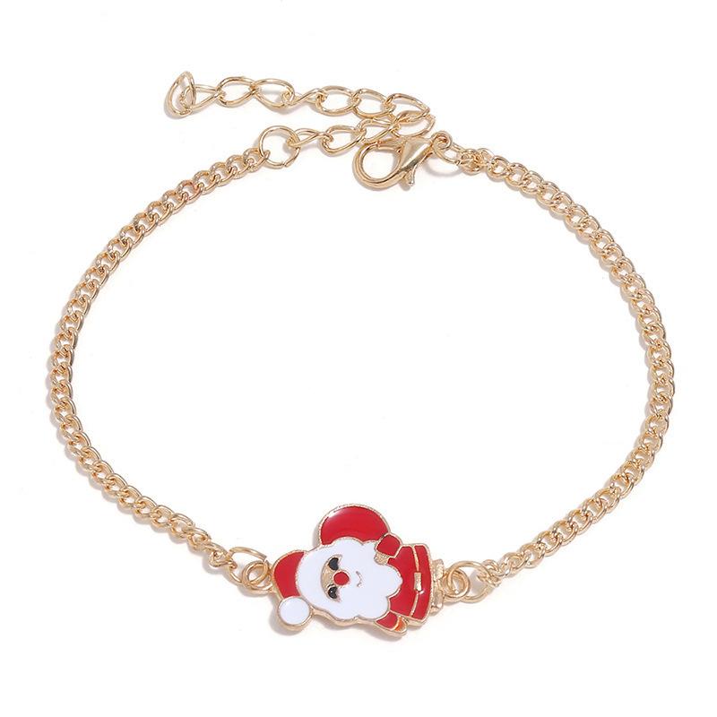 Christmas Bracelets, Earrings, Rings, Necklaces, Four-Piece Set, Christmas Hat, Santa Claus, Elk Earrings.