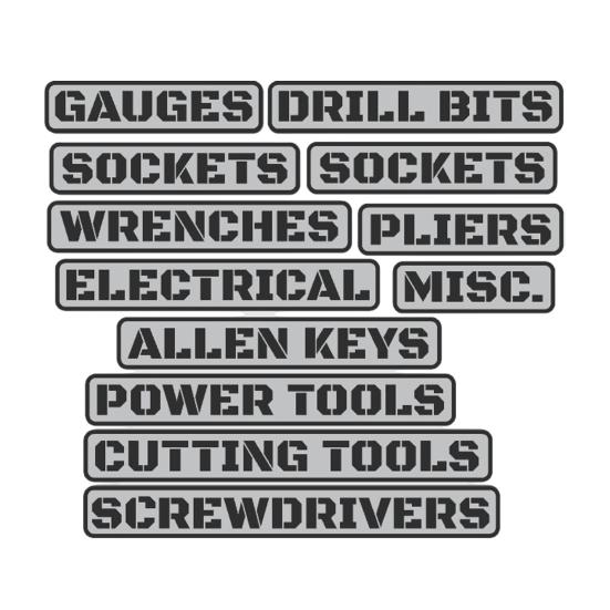 12Pcs Magnetic Toolbox Labels Reusable 3D Printed Tool Box Organize Accessories for Steel Toolboxes Carts Drawers Cabinets DIY Garage Organization