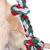 Jucărie de Crăciun pentru câini, frânghie cu 5 noduri, jucărie rezistentă de tras cu frânghie, jucărie indestructibilă pentru mestecat pentru câini cu mestecat agresiv, câini de rasă mare, curățare dentară, trasul la frânghie