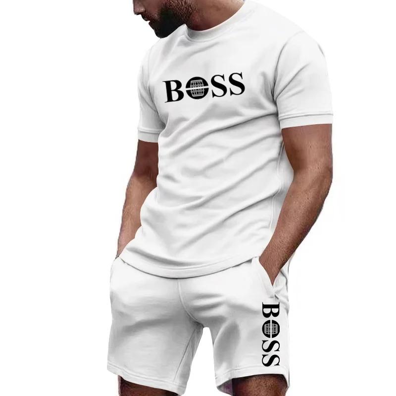 Heren Tweedelig Sportkleding Set: T-shirt met Korte Mouwen en Broek, voor Hardlopen en Fitness, Zomer