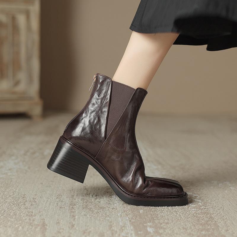 

2024 new autumn and winter short boots women s thick heel short boots high heel Martin boots women s British style 40 коричневий