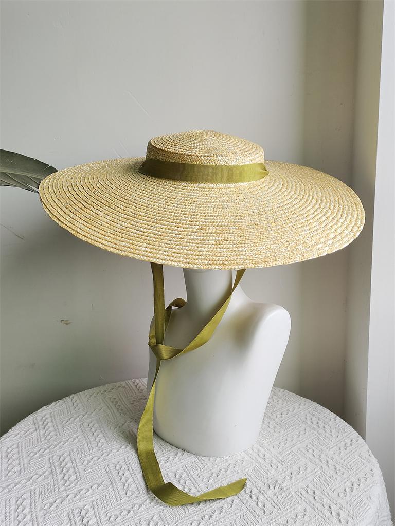Oversized Brim Sun Hat Women's Straw Hat Beach Hat European and American Fashion Catwalk Flat Hat Chapeau Femme 2025