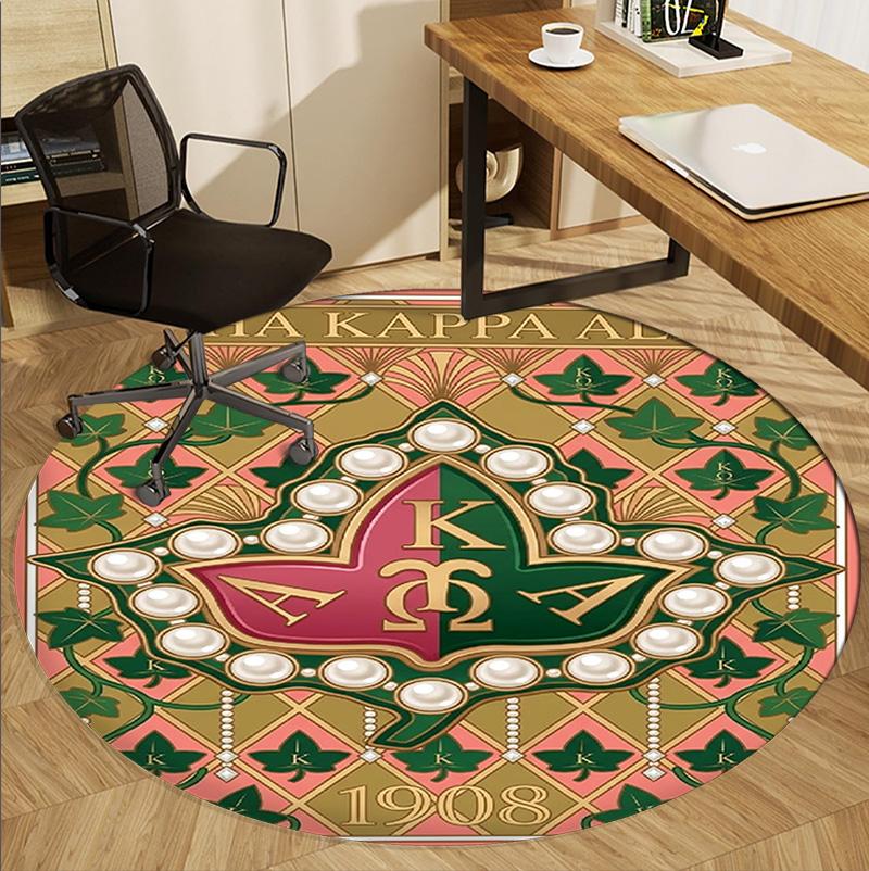 Alpha Kappa Alpha Pattern Round Rug, Indoor/Outdoor Mat, for Picnic, Gameroom, Bedroom, Office, Living Room, Home Decor Carpet, Birthday Gift