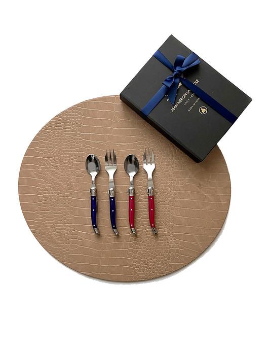 

LAGUIOLE Jeanneron Laguiole French Blue + Rose Teaspoon & Teafork Set (4 pieces) single type