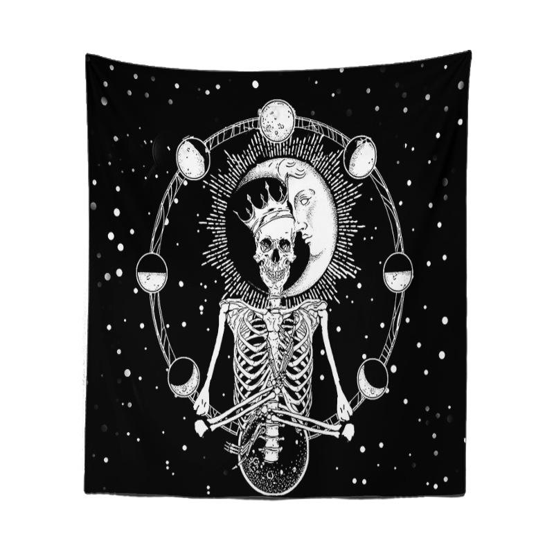 Bedroom Living Room Tapestry Horror Skull Tapestry Halloween Black and White Ghost Tapestry Tapestry Home Decor