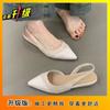 Splicing Shallow Mouth French Pointed Head One Pedal Single Shoes Women's 2025 Fashion Versatile Low Heel Rear Air Commuter Bag Head Sandals