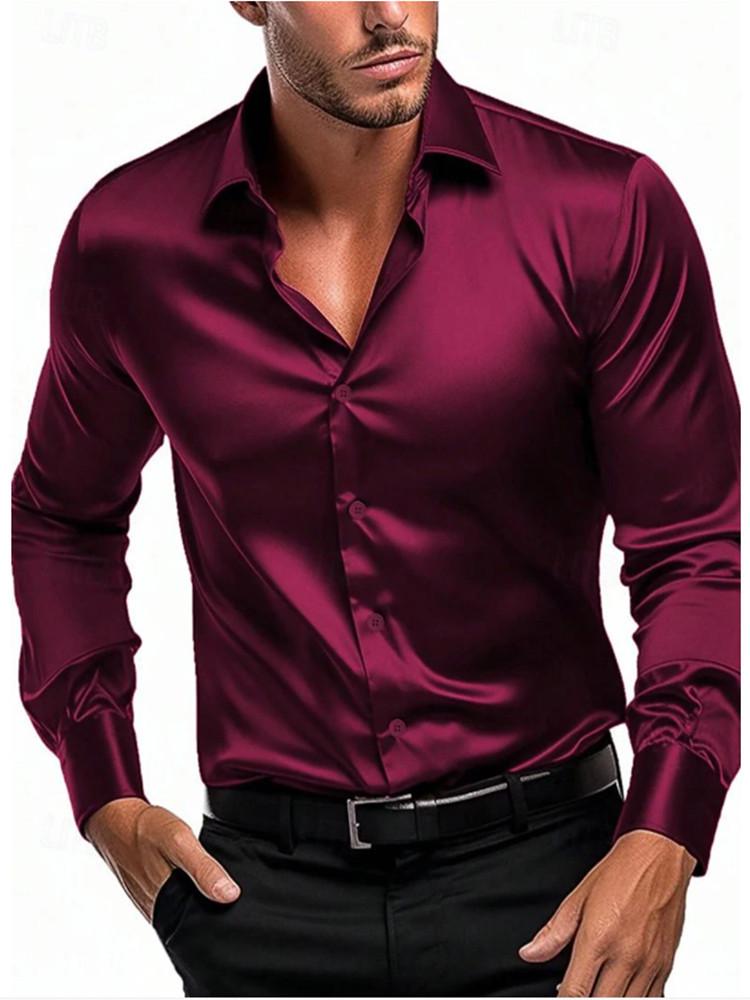 2025 Men's Silky Fabric Long-Sleeve Business Casual Shirt