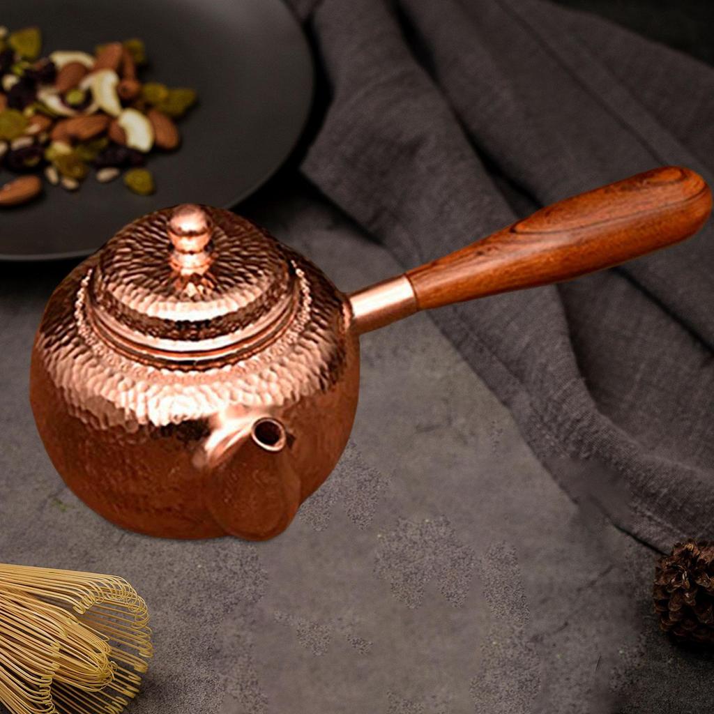 Copper Tea Kettle Boiler for Stovetop 350ml Thick Hammered Teapot Kitchen Party Household