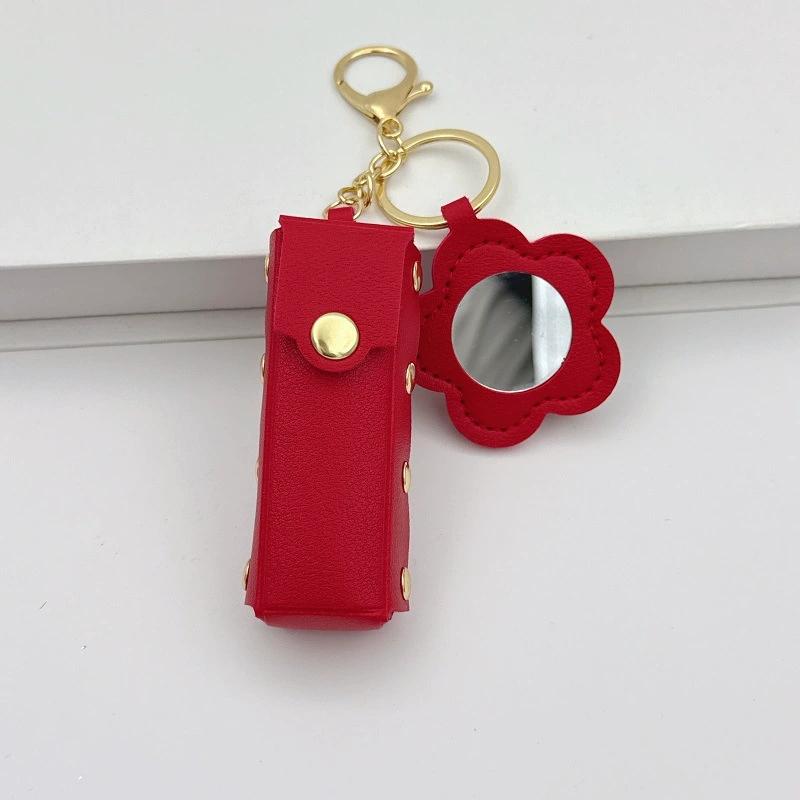 Portable Lipstick Mouth Red Envelope Gift Coin Purse Keychain Women Girls'Lipstick Storage Bag Fashion Storage Box with Mirror