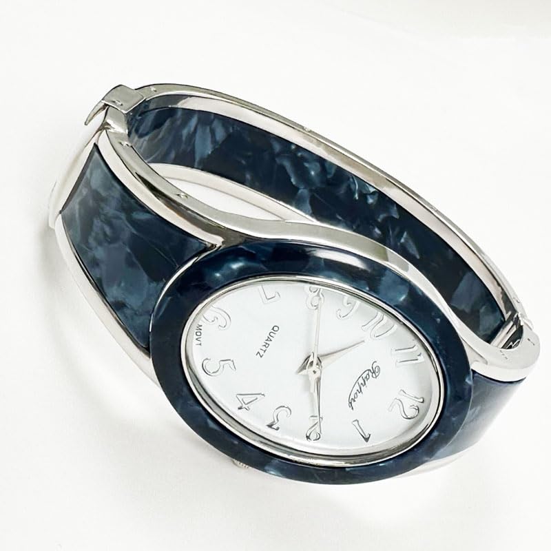 Takeuchi Shoji Rapport Oval Bangle Silver Blue Co., Ltd. Watch, Wide, 288214, Women's,