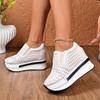 Fashion New Hollowed Out Vulcanize Shoes Female 2025 Spring Autumn Solid Height Increase Women's Shoes Casual Slip on Platform Sneakers