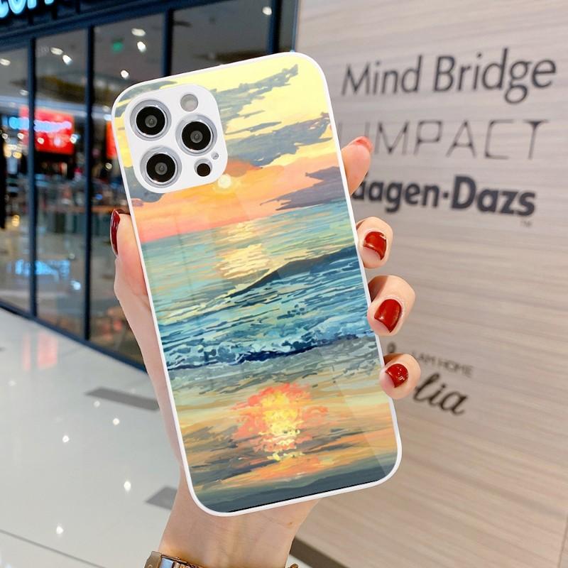 Cool Painting Art Phone Case For IPhone 14 13 12 11 Pro Max X XR XS 8 7 Plus Liquid Glass Color Phone Cover