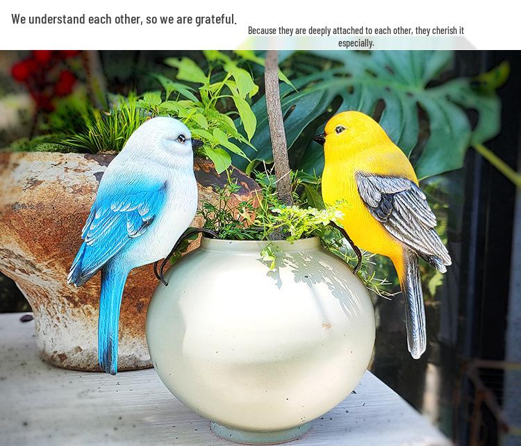 Hummingbird and Tit Bird Resin Garden Ornament for Outdoor Decoration