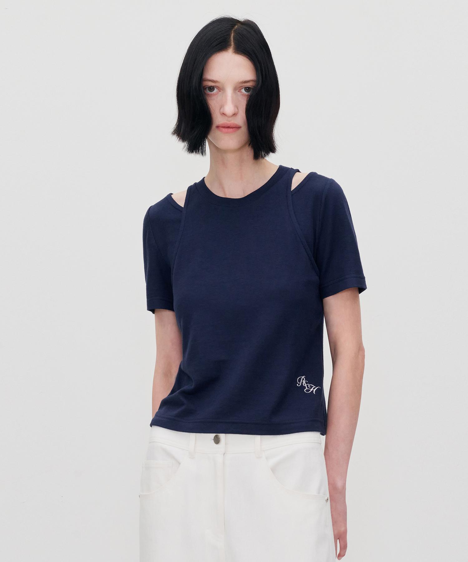 Rie Cutout Detail T-Shirts Midnight Navy/S_M