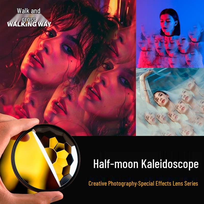 

SLR Camera Accessories: Half-Moon Kaleidoscope Filter for Bokeh and Refractive Prism Effects Half-Moon Kaleidoscope Filter 72mm to 77mm