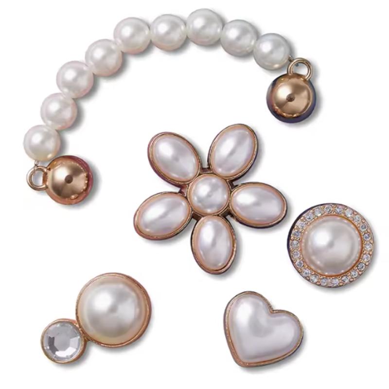 

Crocs Floral Embellishment Elegant Texture Five-Piece Set Pearl Shoes Women s White F белый