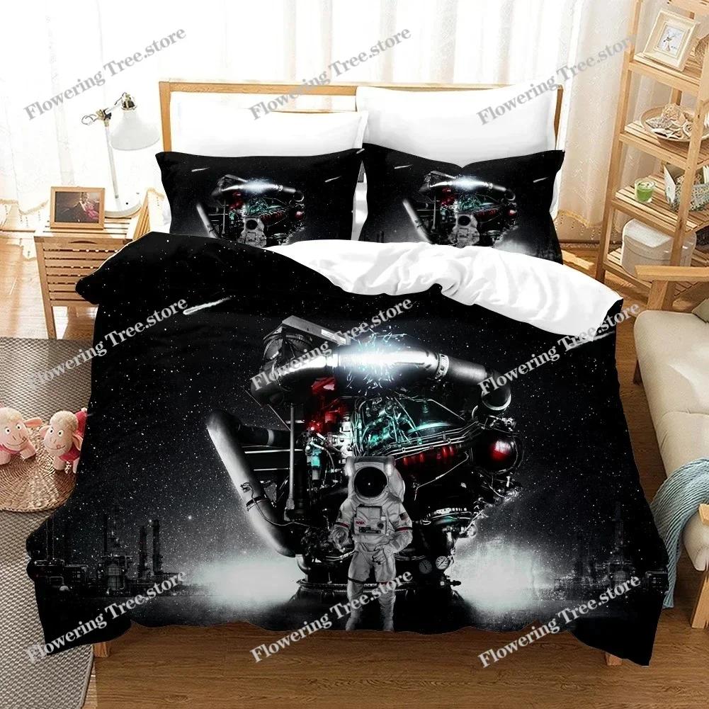 Uzayda Astronot Kedi Yorgan Kılıfı Yastık Kılıfı ile Yatak Takımı Tek Çift İkiz Tam Kraliçe King Boy Yatak Odası Dekorasyonu için